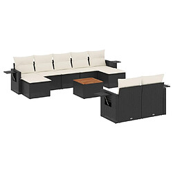 Maison Chic Salon de jardin 10 pcs avec coussins, Ensemble Tables et chaises d'extérieur noir résine tressée -GKD211031