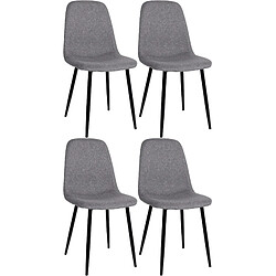 Decoshop26 Lot de 4 chaises de salle à manger design simple avec pieds en métal noir assise en tissu gris 10_0001838 