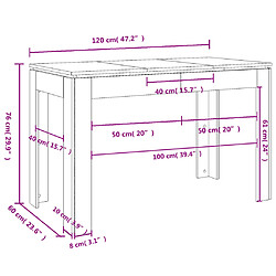 vidaXL Table à manger Noir 120x60x76 cm Bois d'ingénierie pas cher