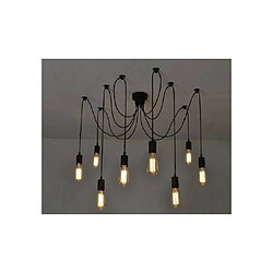 Desineo Lustre suspension vintage 8 douilles E27 avec 10 ampoules BT55 look retro