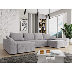 Palozi Sofa Canapé panoramique Vaugirard en velours côtelé - 5 places - Gris