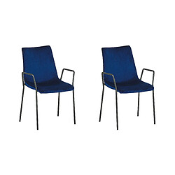 Beliani Chaise de salle à manger Set de 2 Velours Bleu foncé JEFFERSON