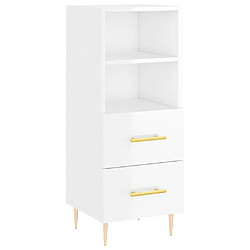 Maison Chic Buffet,Meuble de Rangement,commode pour salon,Cuisine Blanc brillant 34,5x34x180 cm Bois d'ingénierie -MN16962 pas cher