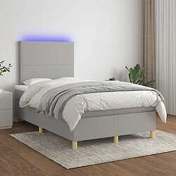 vidaXL Sommier à lattes de lit et matelas et LED Gris clair 120x200 cm 