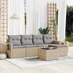 vidaXL Salon de jardin avec coussins 6 pcs beige résine tressée 