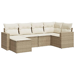 vidaXL Salon de jardin avec coussins 6 pcs beige résine tressée