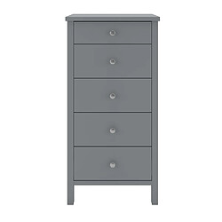 Pegane Commode avec 5 tiroirs en MDF coloris gris - Longueur 53 x profondeur 41 x hauteur 106 cm