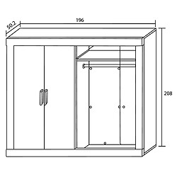 Avis Pegane Armoire, placard garde-robe meuble de rangement coloris chêne cambria - Longueur 196 x Profondeur 50.2 x Hauteur 208 cm