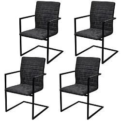 vidaXL Chaises à manger cantilever lot de 4 noir similicuir