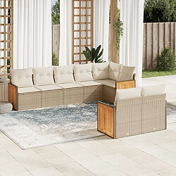 Maison Chic Salon de jardin avec coussins 8 pcs | Ensemble de Table et chaises | Mobilier d'Extérieur beige résine tressée -GKD67462