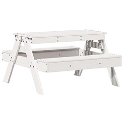 vidaXL Table de pique-nique pour enfants blanc bois massif de pin