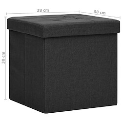 vidaXL Tabouret de rangement pliable Noir Faux lin pas cher