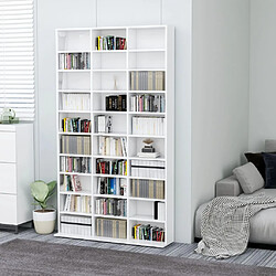 vidaXL Armoire à CD Blanc brillant 102x16x177,5 cm Bois d'ingénierie 