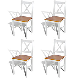 Maison Chic Lot de 4 Chaises à manger,Chaise pour cuisine blanc bois de pin -MN78136