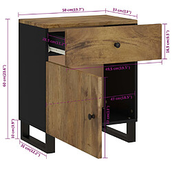 vidaXL Table de chevet 50x33x60 cm Bois de manguier et d'ingénierie pas cher