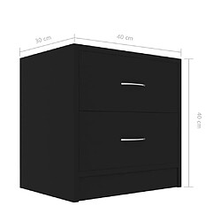 vidaXL Tables de chevet 2 pcs Noir 40x30x40 cm Bois d'ingénierie pas cher