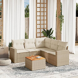 vidaXL Salon de jardin avec coussins 6 pcs beige résine tressée 