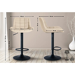 Avis Decoshop26 Lot de 2 tabourets de bar structure métallique noir assise en PVC crème avec surpiqûres 10_0004442