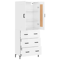 Avis vidaXL Buffet haut Blanc brillant 69,5x34x180 cm Bois d'ingénierie