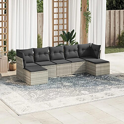 vidaXL Salon de jardin avec coussins 7 pcs gris clair résine tressée 