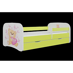 Lit Babydreams papillons verts avec un tiroir sans matelas 140/70 