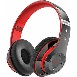 Vendos85 Casque Bluetooth sans Fil 40 Heures avec Microphone HD Intégré rouge noir 