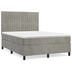 vidaXL Sommier à lattes de lit et matelas Gris clair 140x190cm Velours