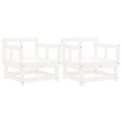 Maison Chic Lot de 2 Chaises de jardin,Fauteuil d'extérieur blanc bois massif de pin -MN36909