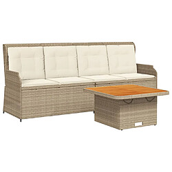 vidaXL Salon de jardin avec coussins 3 pcs beige résine tressée