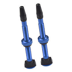 2X Vélo Vélo Alliage D'aluminium 60mm Tubeless Presta Valve Kit Remplacement Bleu