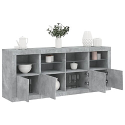 vidaXL Buffet avec lumières LED gris béton 163x37x67 cm