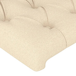 Maison Chic Tête de lit scandinave à LED,meuble de chambre Crème 200x7x118/128 cm Tissu -MN73221 pas cher