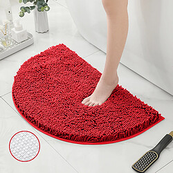 LUUCOZK Tapis de bain antidérapants absorbants à séchage rapide pour salle de bain - fond en TPR rouge-Demi-cercle 40X60CM