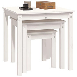 Acheter vidaXL Tables gigognes 3 pcs Blanc Bois de pin massif