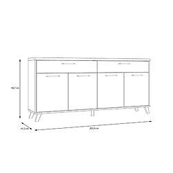 But Buffet L.203,9 RICCIANO imitation chêne et béton pas cher