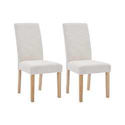 Vente-Unique Lot de 2 chaises en velours côtelé et bois d'hévéa - Crème - VILLOSA