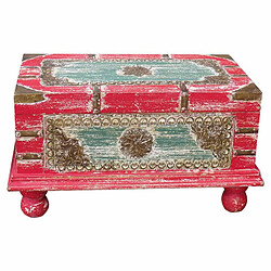 Coffre Alexandra House Living Rouge Bois de manguier 28 x 27 x 50 cm Style artisanal 