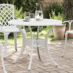 vidaXL Table de jardin blanc Ø90x75 cm aluminium coulé