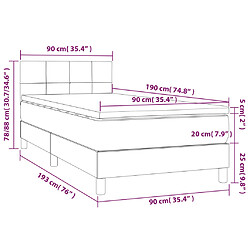 vidaXL Sommier à lattes de lit et matelas Gris clair 90x190 cm Velours pas cher