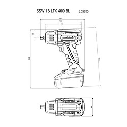 Acheter Metabo - Visseuse à chocs à batterie 18V 4Ah Li-Ion 400Nm - SSW 18 LTX 400 BL