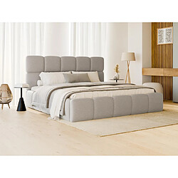 Lit coffre 140 x 190cm - Tissu chiné - Gris clair + Matelas - DAMADO de Pascal Morabito 