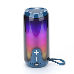 Yonis Enceinte Bluetooth TWS Subwoofer Portable LED Enceinte Bluetooth Portable LED Haut-Parleur Sans Fil Subwoofer Extérieur TWS Bleu YONIS