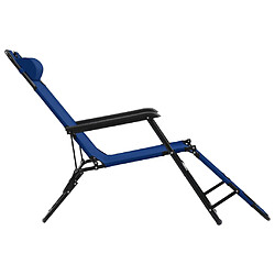 Acheter vidaXL Chaises longues pliables 2 pcs avec repose-pied Acier Bleu