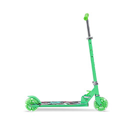 Scooter Pliable et réglable en Hauteur K IKIDO, Kick Scooter pour Enfants et Adolescents,Trottinette Pliable avec 2 Roues Lumineuses, Guidon Ajustable de 3 Niveaux,plateau extra grip en aluminium(Vert)