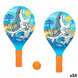 Raquettes de Plage avec Balle Aktive Requin 19,5 x 38 cm (24 Unités)