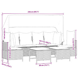 vidaXL Salon de jardin avec coussins 5 pcs marron résine tressée pas cher