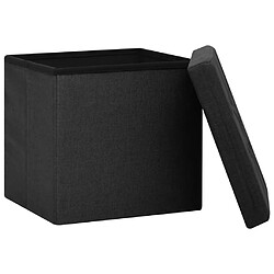 Avis vidaXL Tabouret de rangement pliable Noir Faux lin