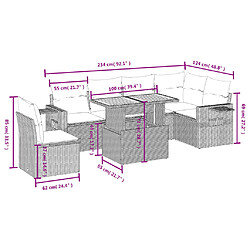 Acheter vidaXL Salon de jardin avec coussins 7 pcs gris résine tressée