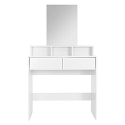 ML DESIGN MODERN LIVING Coiffeuse avec miroir table de maquillage MDF blanc avec 2 tiroirs 80x40x140 cm