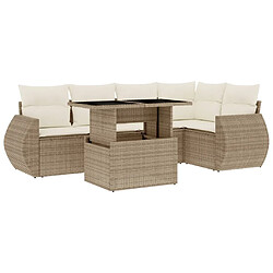 vidaXL Salon de jardin avec coussins 6 pcs beige résine tressée